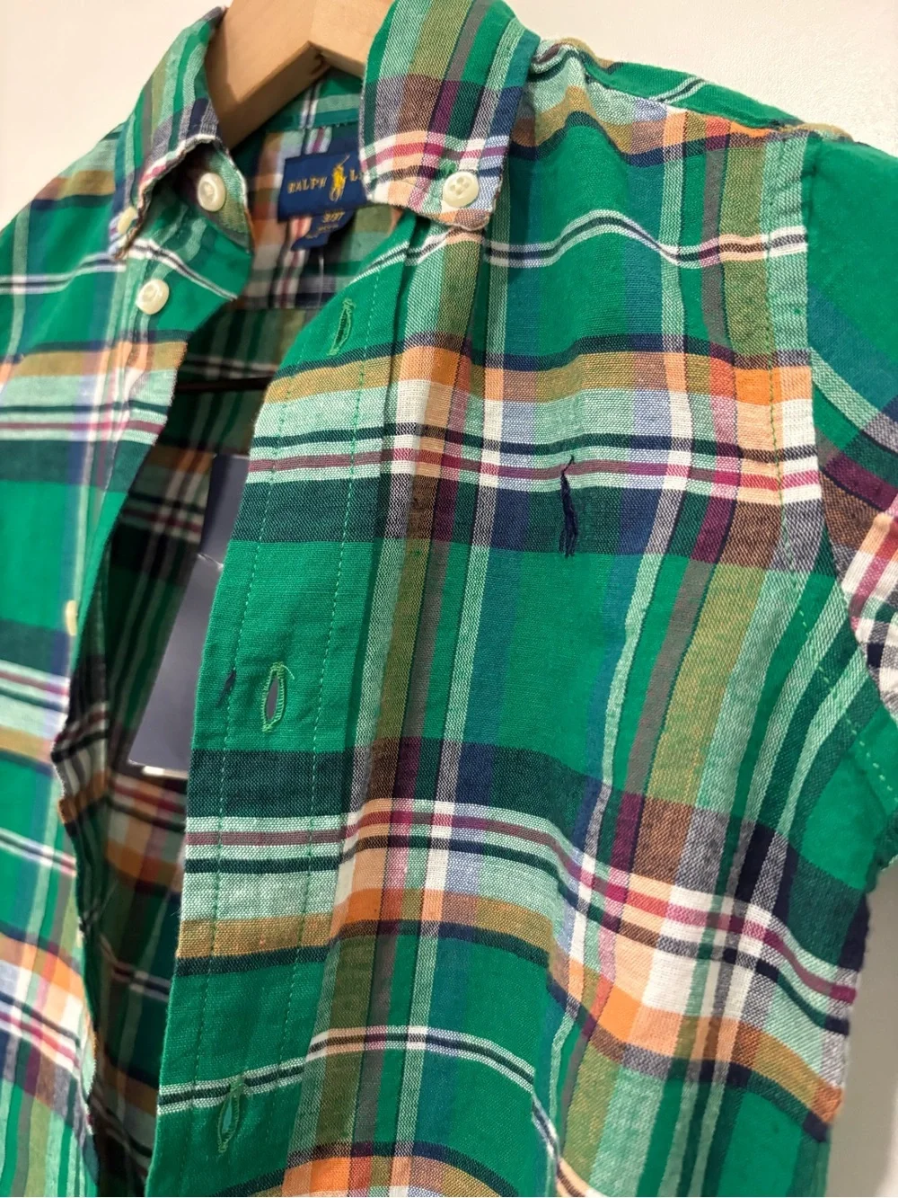 Ralph Lauren Green Plaid Button-Down Shirt for Kids
